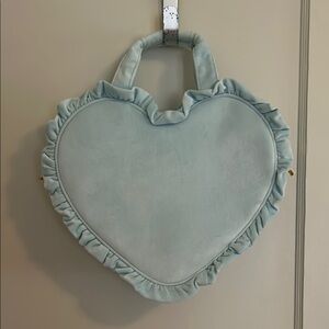 Stoney Clover Lane Blue Heart Tote Bag with Ruffle Details